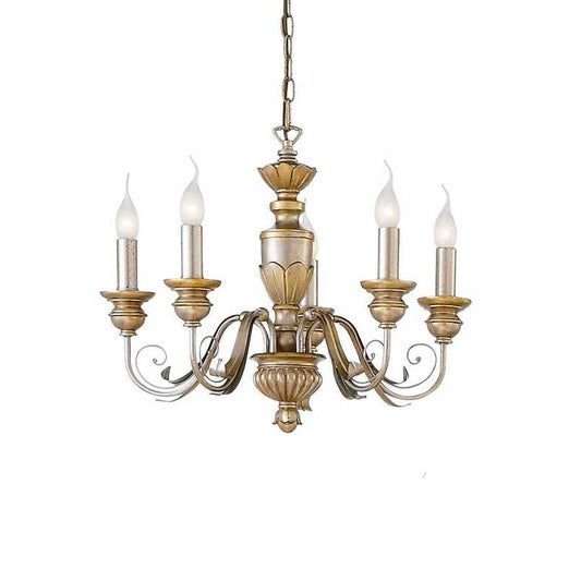 Firenze Sp5, 5 Light, Antiqued Gold or White and Gold Leaf Chandelier