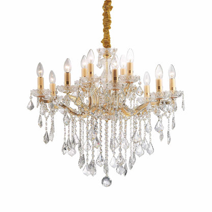 Florian Sp12, 12 Light Gold or Silver and Blown Glass Chandelier