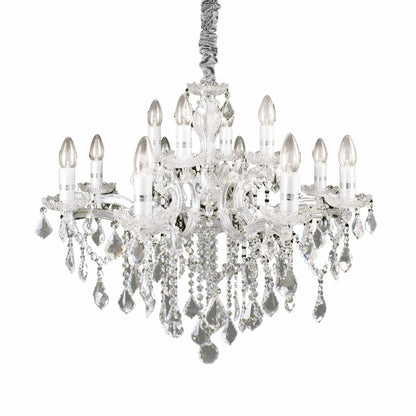Florian Sp12, 12 Light Gold or Silver and Blown Glass Chandelier