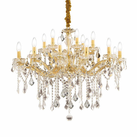 Florian Sp18, 18 Light, Gold or Silver Large Crystal Chandelier