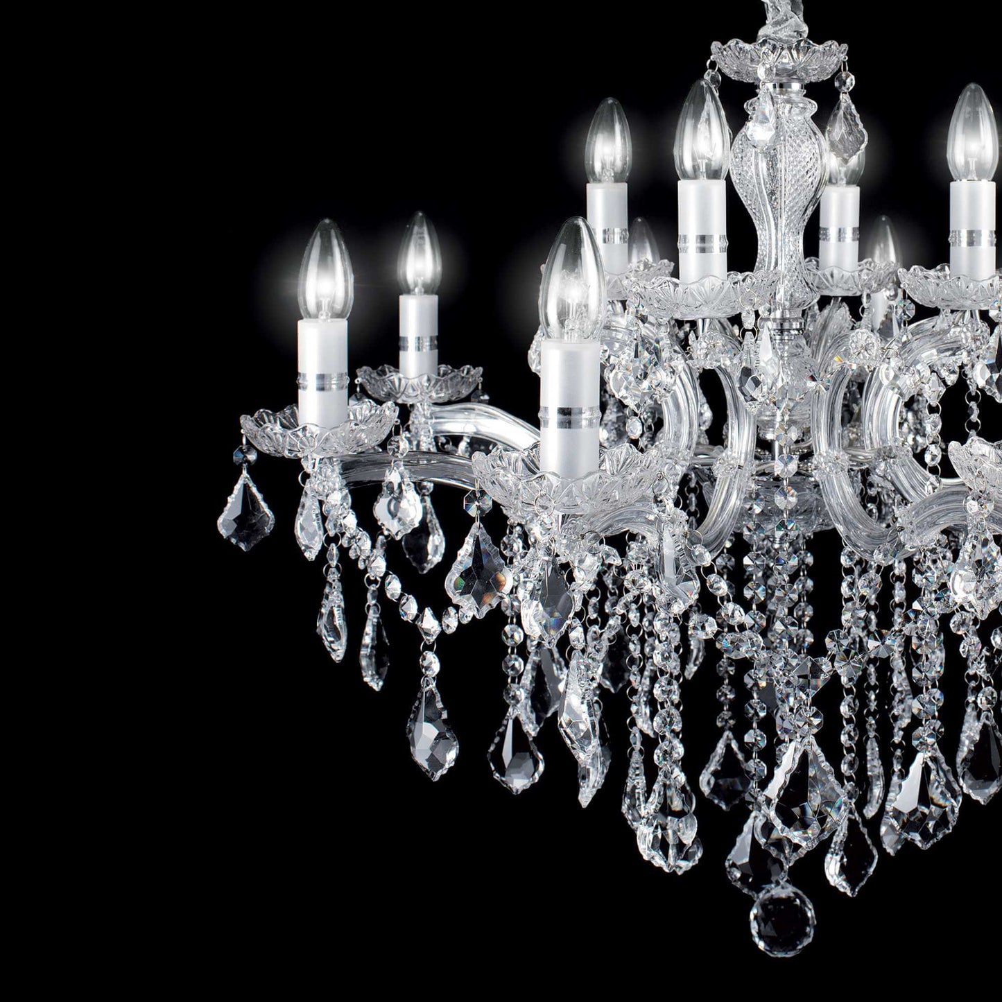 Florian Sp18, 18 Light, Gold or Silver Large Crystal Chandelier
