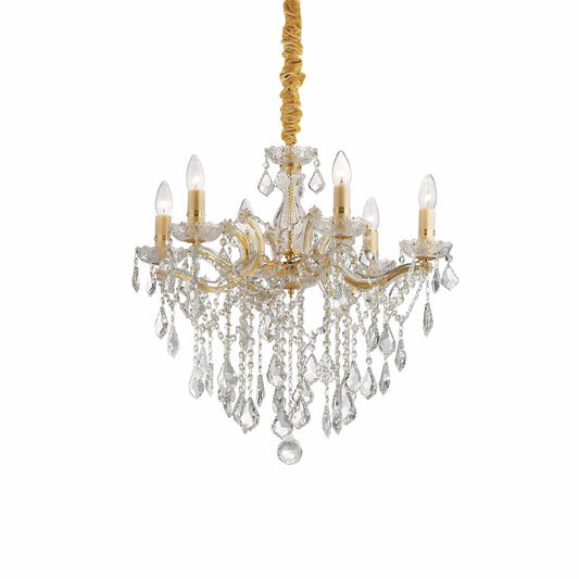 Florian Sp6, 6 Light Gold or Silver Chandelier
