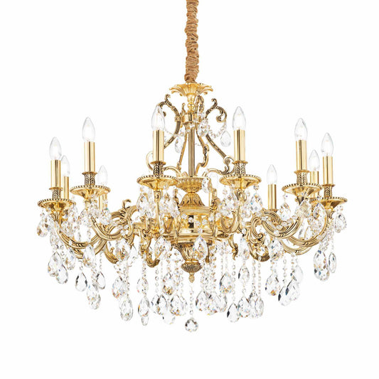 Gioconda Sp12, 12 Light Gold and Crystal Chandelier