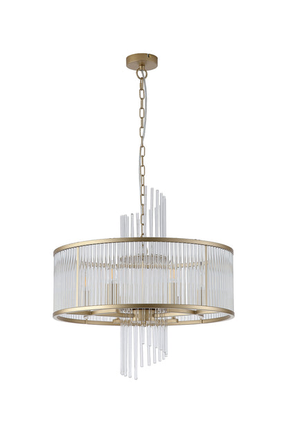 Lara Gold Metal and Glass 6 Light Pendant Lamp