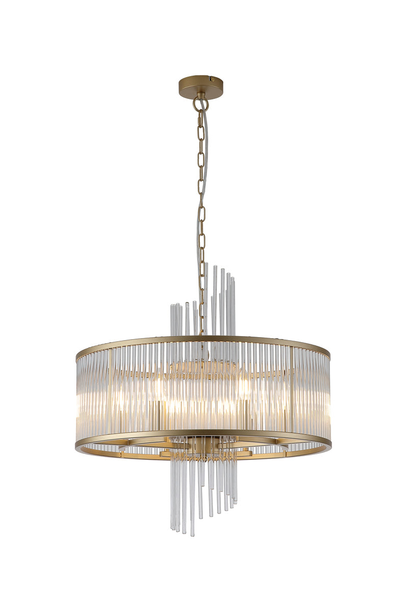 Lara Gold Metal and Glass 6 Light Pendant Lamp