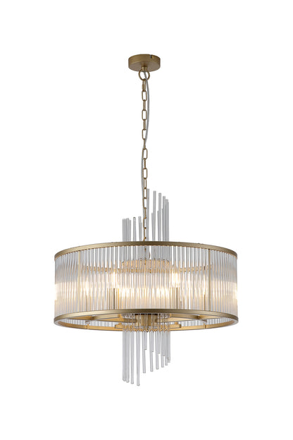 Lara Gold Metal and Glass 6 Light Pendant Lamp