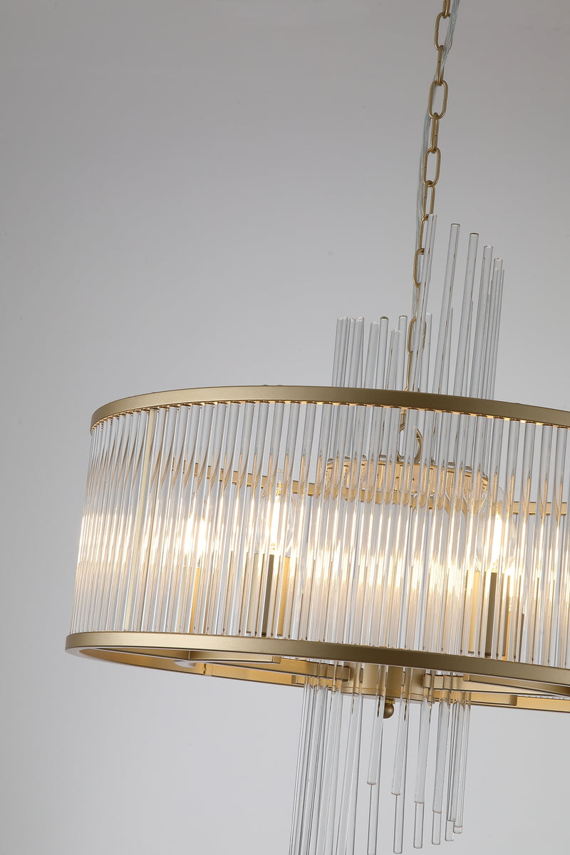 Lara Gold Metal and Glass 6 Light Pendant Lamp