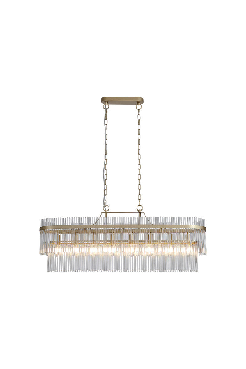 Lara Oval Gold Metal and Glass Pendant Lamp