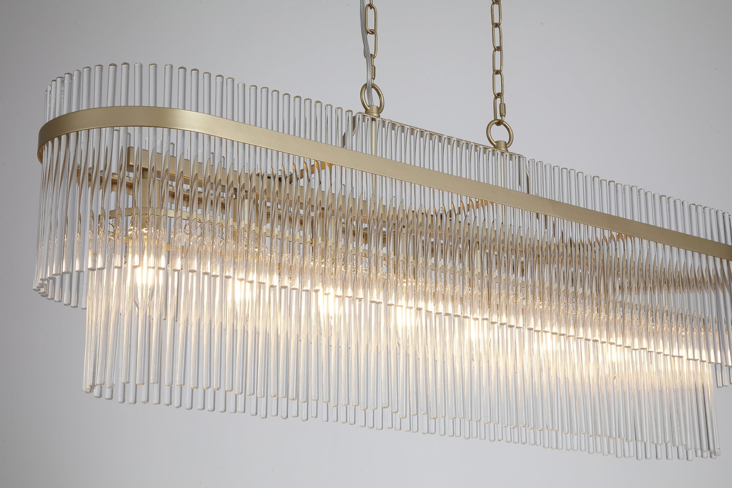 Lara Oval Gold Metal and Glass Pendant Lamp