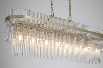 Lara Oval Gold Metal and Glass Pendant Lamp