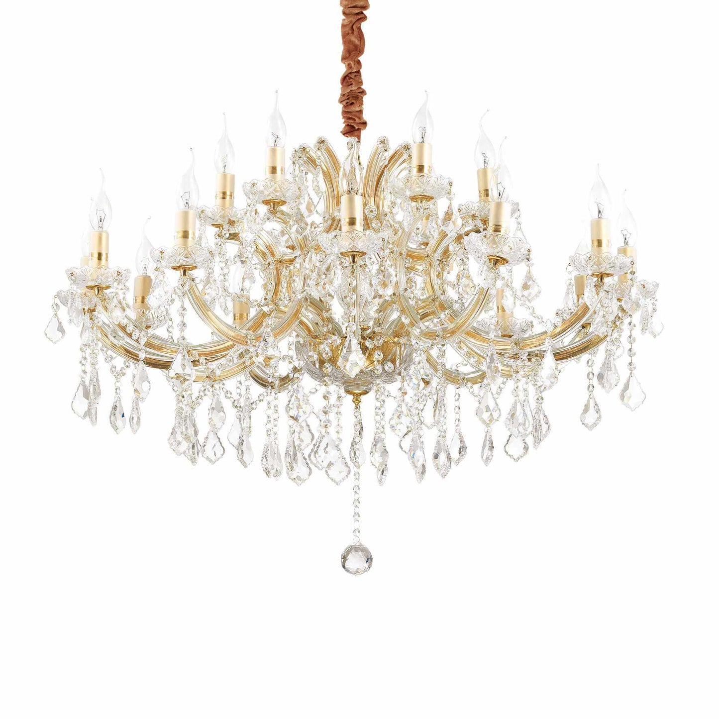 Napoleon Sp18, 18 light Gold or Silver Chandelier with Glass and Crystal