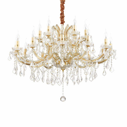 Napoleon Sp18, 18 light Gold or Silver Chandelier with Glass and Crystal