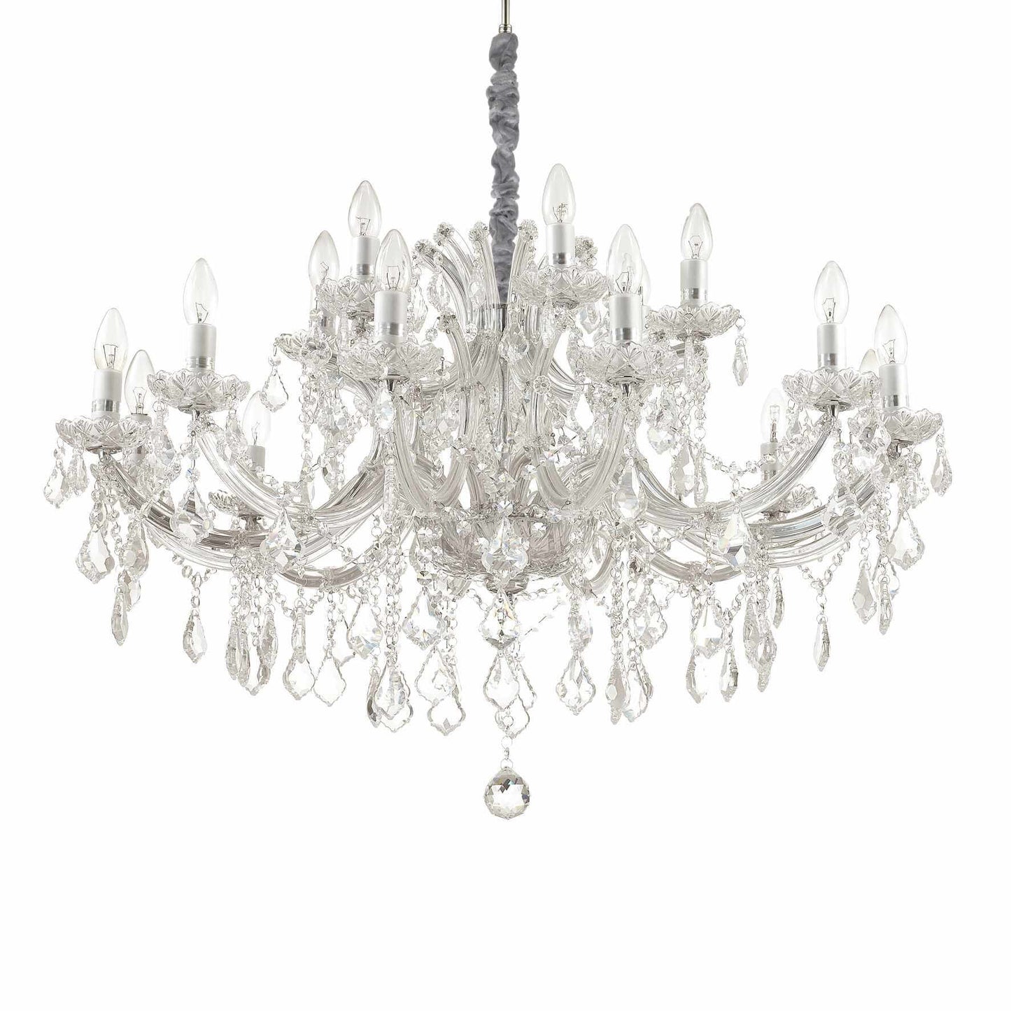 Napoleon Sp18, 18 light Gold or Silver Chandelier with Glass and Crystal