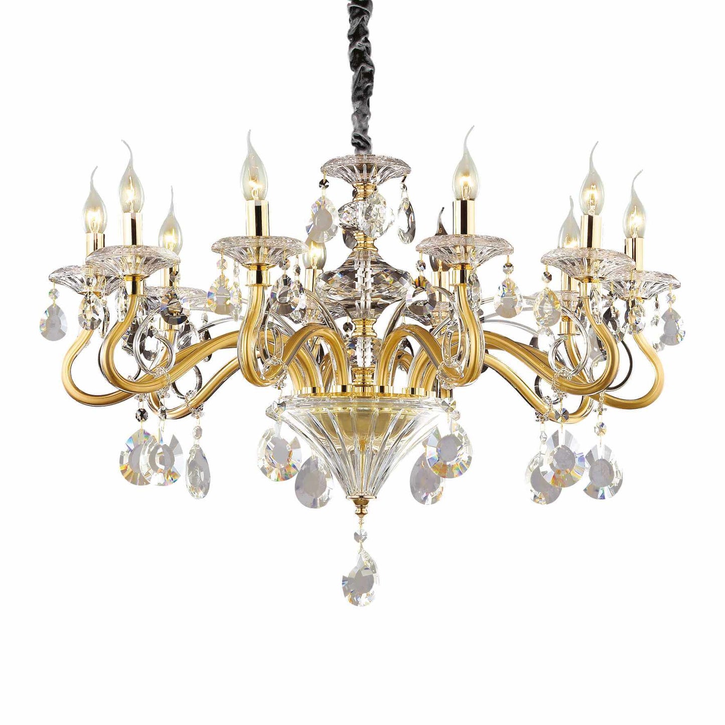 Negresco Sp10, Chrome or Golden Chandelier with Crystal