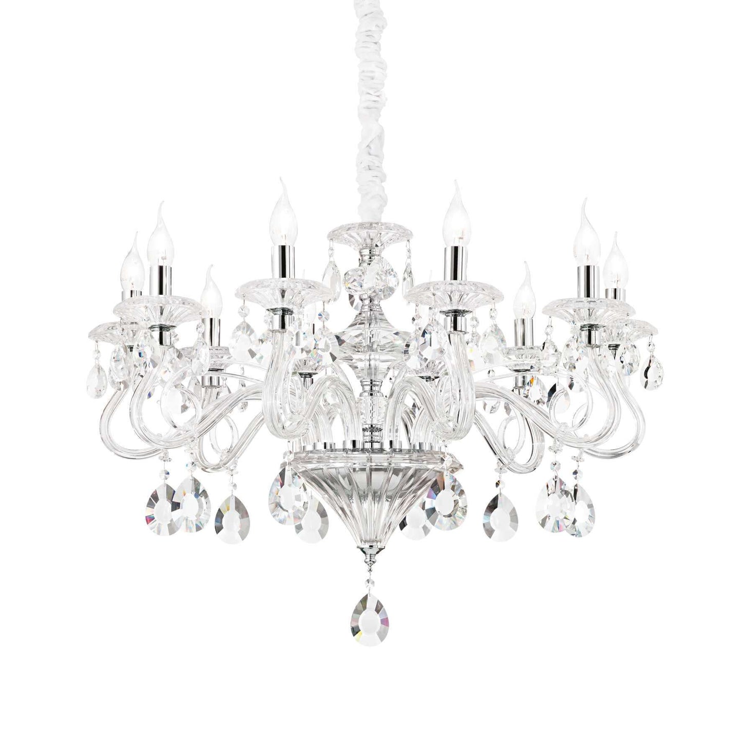 Negresco Sp10, Chrome or Golden Chandelier with Crystal
