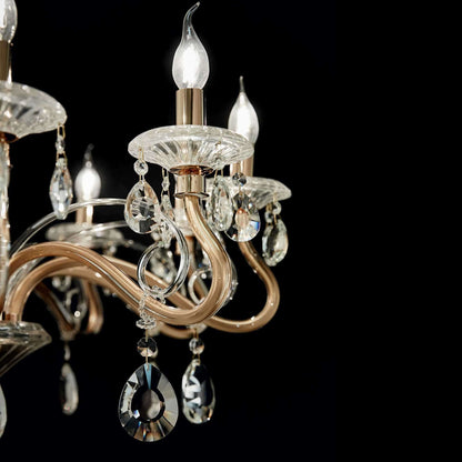 Negresco Sp8 Gold and Crystal Chandelier