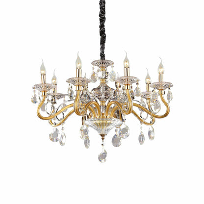 Negresco Sp8 Gold and Crystal Chandelier