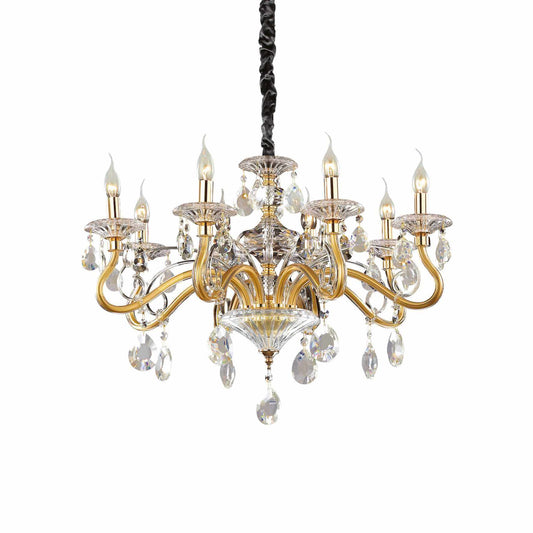 Negresco Sp8 Gold and Crystal Chandelier