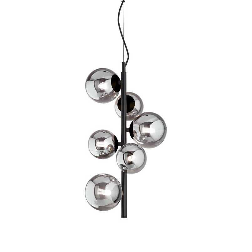 Perlage Sp6, 6 Light Vertical Blown Glass Pendant Lamp Suspension