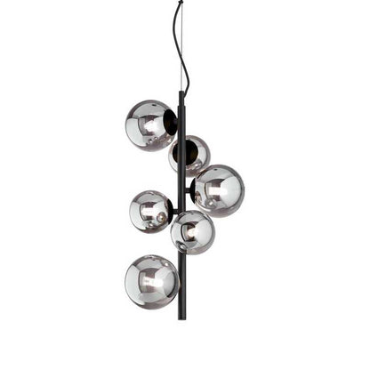Perlage Sp6, 6 Light Vertical Blown Glass Pendant Lamp Suspension