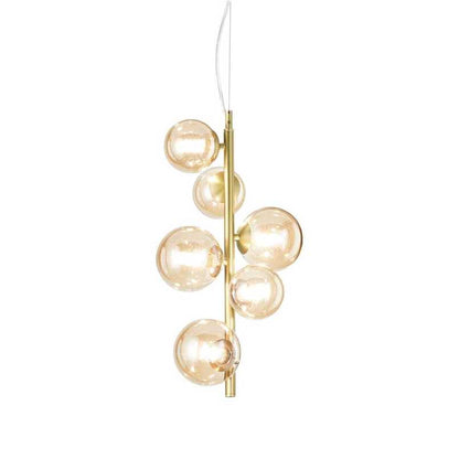 Perlage Sp6, 6 Light Vertical Blown Glass Pendant Lamp Suspension
