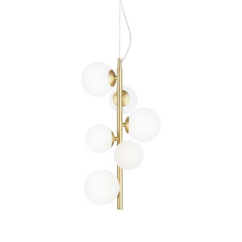 Perlage Sp6, 6 Light Vertical Blown Glass Pendant Lamp Suspension