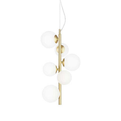Perlage Sp6, 6 Light Vertical Blown Glass Pendant Lamp Suspension