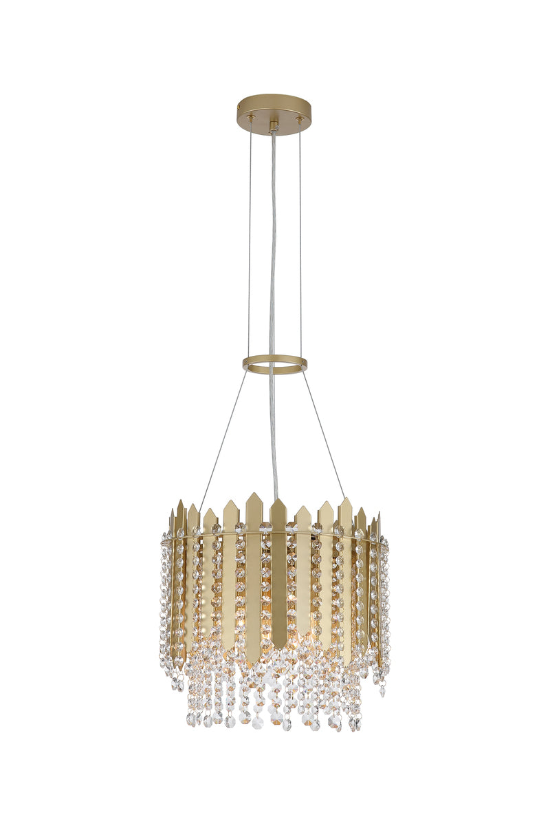 Spear Gold Metal and Crystal Pendant Lamp