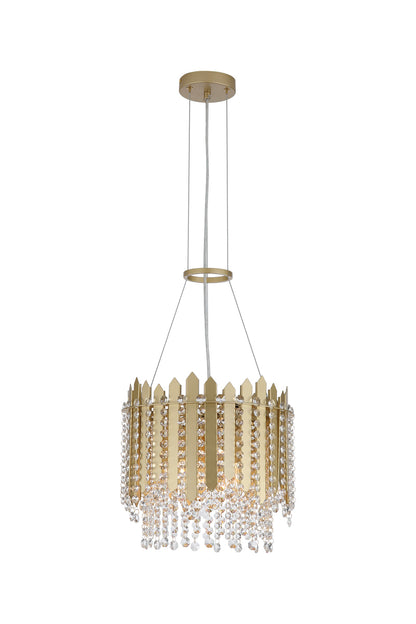 Spear Gold Metal and Crystal Pendant Lamp