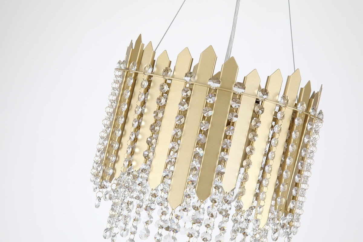 Spear Gold Metal and Crystal Pendant Lamp
