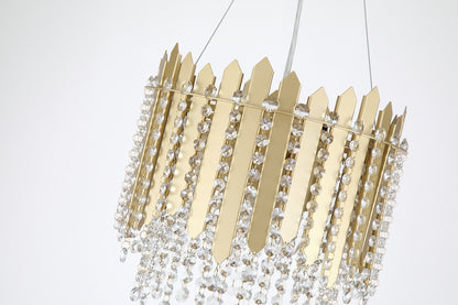 Spear Gold Metal and Crystal Pendant Lamp