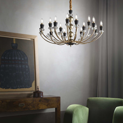 Vanity Sp15, 15 lights, Golden and black metal with cut crystals